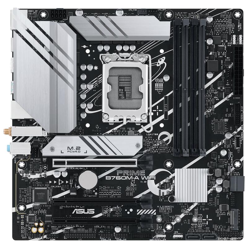 Материнская плата ASUS Prime B760M-A WIFI LGA1700 4DDR4 PCI-E 1x16 1x1 (2HDMI+DP) mATX - фото #0, Technodom.kz