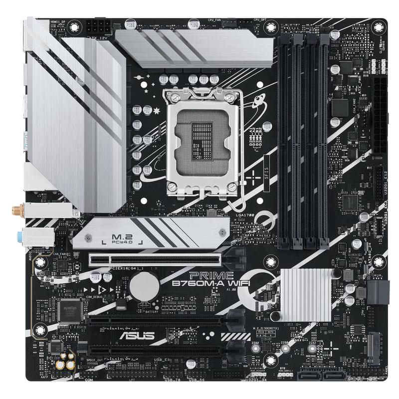 Материнская плата ASUS Prime B760M-A WIFI LGA1700 4DDR5 PCI-E 1x16 1x4 1x1 (2HDMI+DP) mATX - фото #0, Technodom.kz