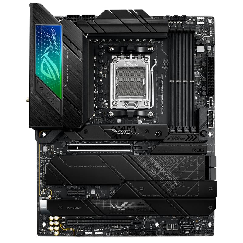 Материнская плата Asus ROG STRIX X670E-F GAMING WIFI AM5 4DDR5 PCI-E 2x16 1x1 (HDMI+DP) ATX - фото #0, Technodom.kz