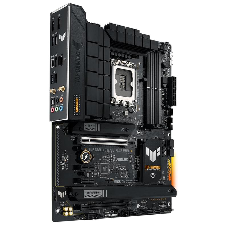 Материнская плата ASUS TUF GAMING B760-PLUS WIFI LGA1700 4DDR4 PCI-E 2x16 1x1 (HDMI+DP) ATX - фото #1, Technodom.kz