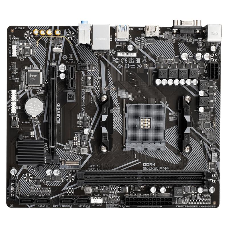Материнская плата Gigabyte A520M K V2 AM4 2DDR4 PCI-E 1x16 1x1 (HDMI+DP) mATX - фото #3, Technodom.kz