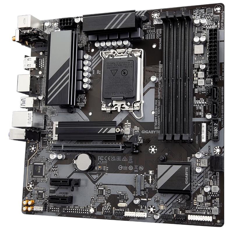 Материнская плата Gigabyte B760M DS3H AX WIFI LGA1700 4DDR5 PCI-E 1x16 2x1 (HDMI+2DP) mATX - фото #2, Technodom.kz