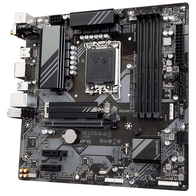 Материнская плата Gigabyte B760M DS3H AX WIFI LGA1700 4DDR5 PCI-E 1x16 2x1 (HDMI+2DP) mATX - фото #2, Technodom.kz