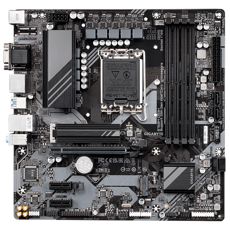 Gigabyte B760M DS3H LGA1700 4DDR5 PCI-E 1x16 2x1 (HDMI+2DP+VGA) mATX аналық платасы - фото #1, Technodom.kz