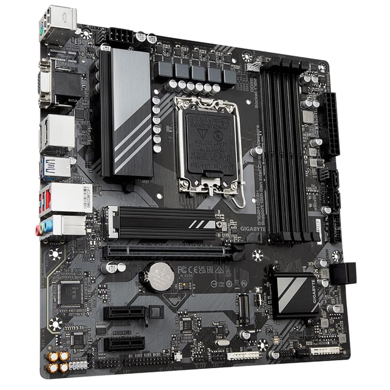 Gigabyte B760M DS3H LGA1700 4DDR5 PCI-E 1x16 2x1 (HDMI+2DP+VGA) mATX аналық платасы - фото #3, Technodom.kz