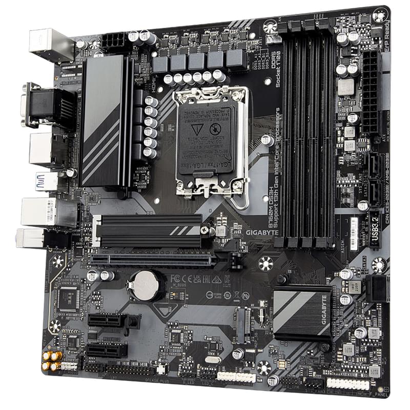 Gigabyte B760M DS3H LGA1700 4DDR5 PCI-E 1x16 2x1 (HDMI+2DP+VGA) mATX аналық платасы - фото #4, Technodom.kz