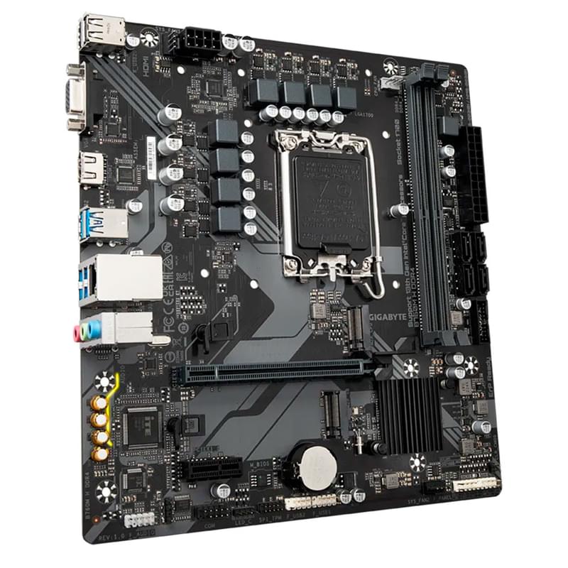 Материнская плата GIGABYTE B760M-H LGA1700 2DDR4 PCI-E 1x16 1x1 (HDMI+VGA) mATX - фото #1, Technodom.kz
