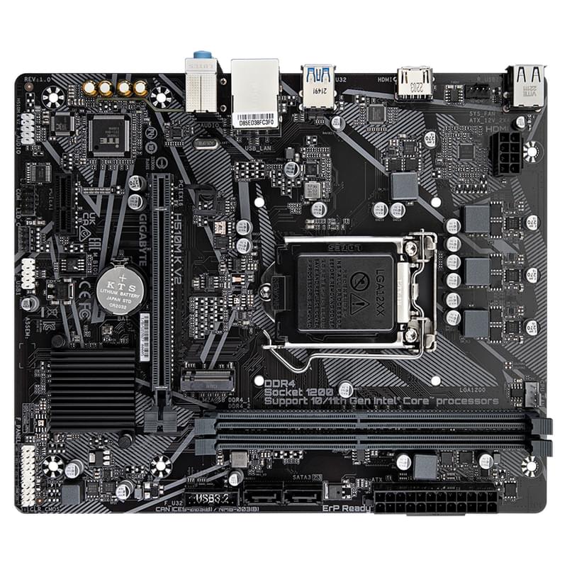 Материнская плата Gigabyte H510M K V2 LGA1200 2DDR4 PCI-E 1x16 1x1 (HDMI) mATX - фото #3, Technodom.kz
