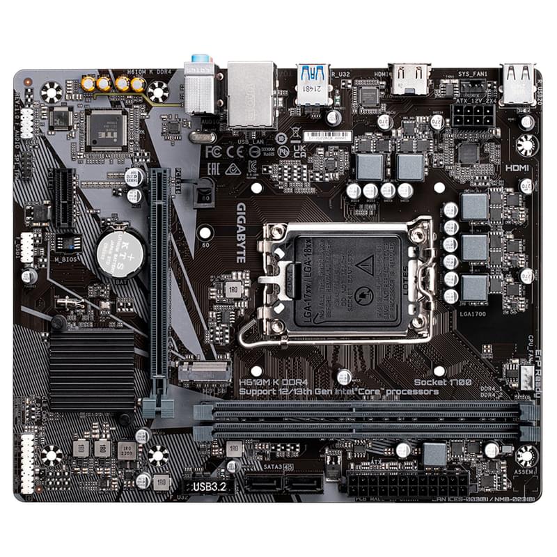 Материнская плата Gigabyte H610M K LGA1700 2DDR4 PCI-E 1x16 1x1 (HDMI) mATX - фото #3, Technodom.kz
