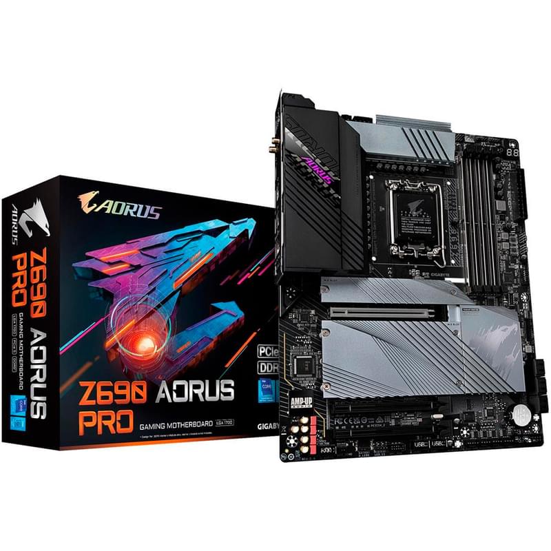 Материнская плата Gigabyte Z690 AORUS PRO LGA1700 4DDR5 PCI-E 3x16 (DP) ATX - фото #4, Technodom.kz