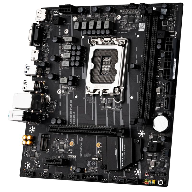 Материнская плата MaxSun Challenger H610M LGA1700 2DDR4 PCI-E 1x16 1x1 (2HDMI+DP+VGA) mATX - фото #2, Technodom.kz