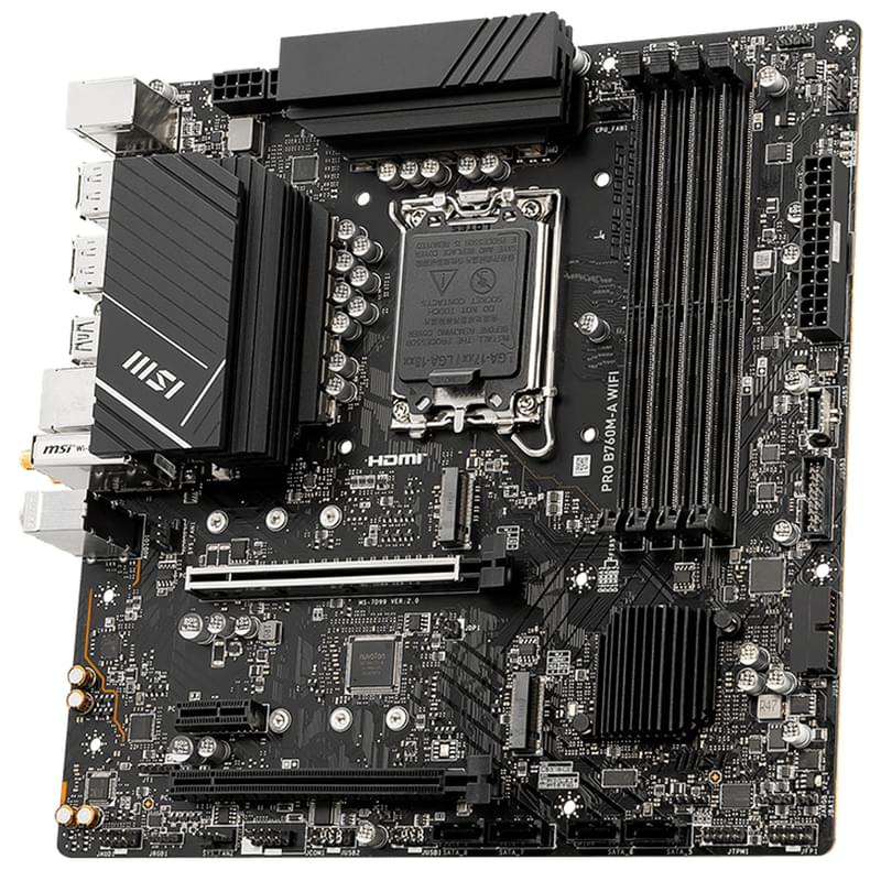 Материнская плата MSI PRO B760M-A WIFI 4DDR5 PCI-E 2x16 1x1 (HDMI+DP) mATX - фото #1, Technodom.kz