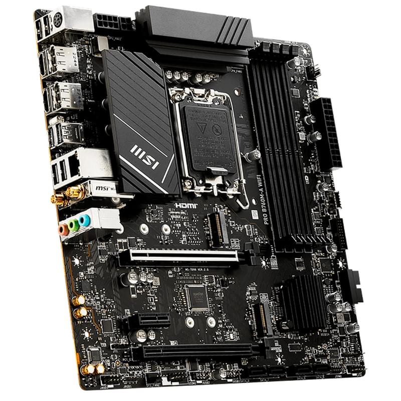 Материнская плата MSI PRO B760M-A WIFI 4DDR5 PCI-E 2x16 1x1 (HDMI+DP) mATX - фото #2, Technodom.kz