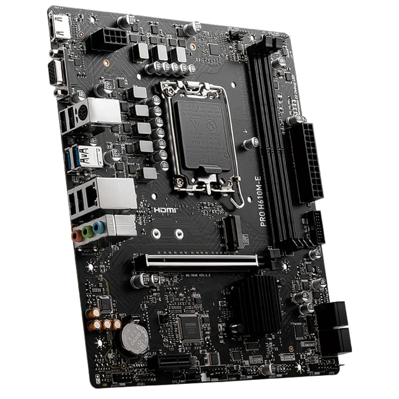 Материнская плата MSI PRO H610M-E LGA1700 2DDR5 PCI-E 1x16 1x1 (HDMI+VGA) mATX - фото #1, Technodom.kz