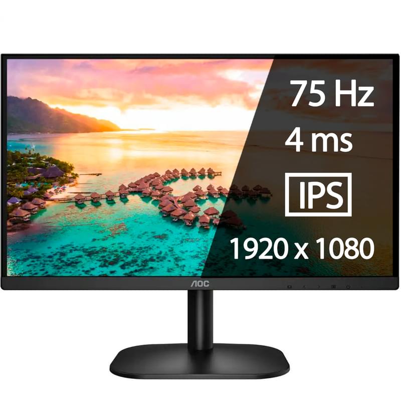 Монитор 23,8" AOC 24B2XH/EU 1920x1080 16:9 IPS 75ГЦ (HDMI+VGA) Black - фото #0, Technodom.kz
