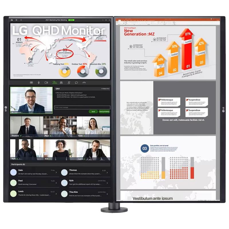 Монитор 27'' LG 27QP88D-B Ergo Dual 2560×1440 16:9 IPS 75ГЦ (2HDMI+2DP+Type-C) Black - фото #2, Technodom.kz