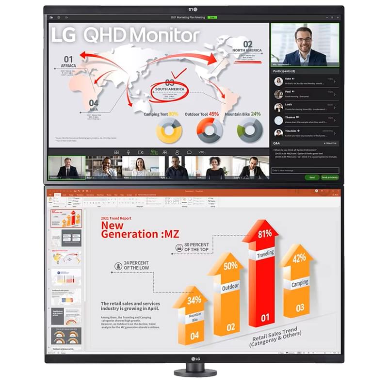 Монитор 27'' LG 27QP88D-B Ergo Dual 2560×1440 16:9 IPS 75ГЦ (2HDMI+2DP+Type-C) Black - фото #3, Technodom.kz