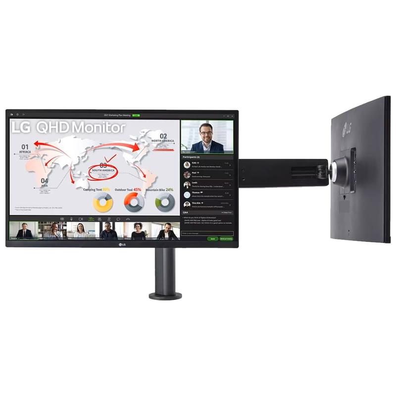 Монитор 27'' LG 27QP88D-B Ergo Dual 2560×1440 16:9 IPS 75ГЦ (2HDMI+2DP+Type-C) Black - фото #4, Technodom.kz