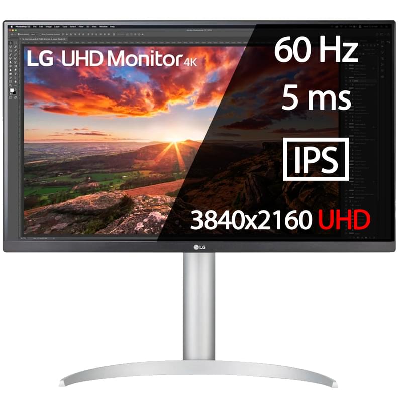 Монитор 27" LG 27UP850N-W 3840×2160 16:9 IPS 60ГЦ (2HDMI+DP+Type-C) White - фото #0, Technodom.kz