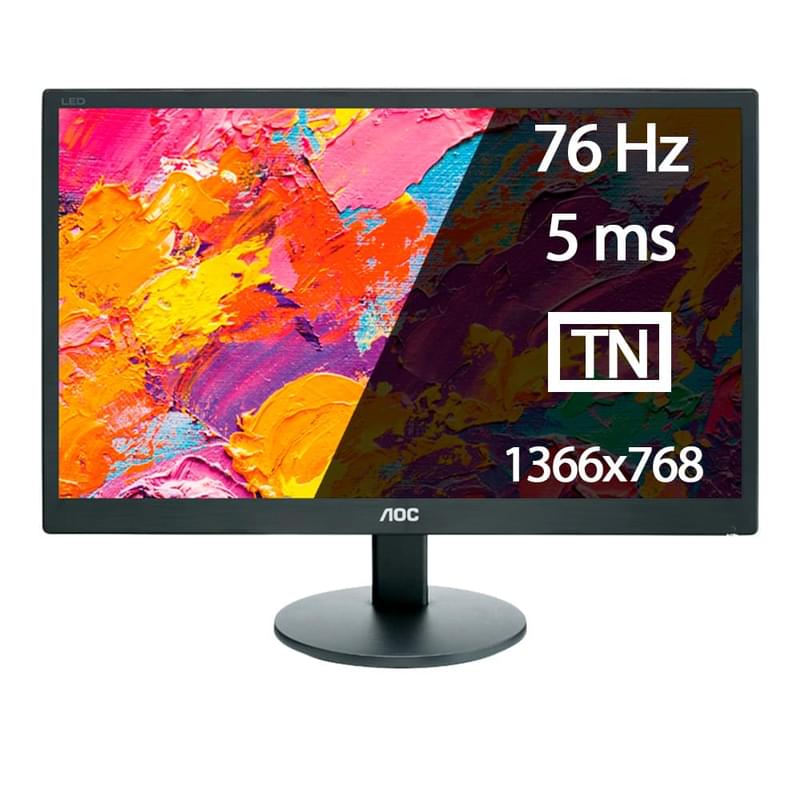 Монитор 18.5'' AOC E970SWN 1366х768 16:9 TN 76ГЦ (VGA) Black - фото #0, Technodom.kz