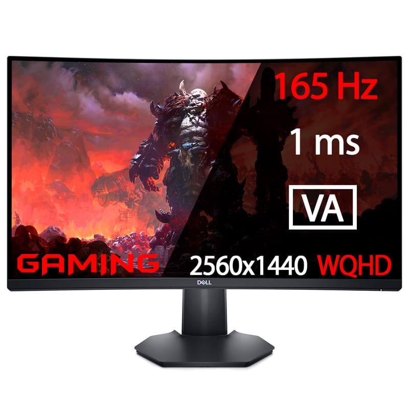 Монитор Игровой 27" Dell S2722DGM 2560x1440 16:9 VA 165Hz (HDMI+DP) Curved Black - фото #0, Technodom.kz
