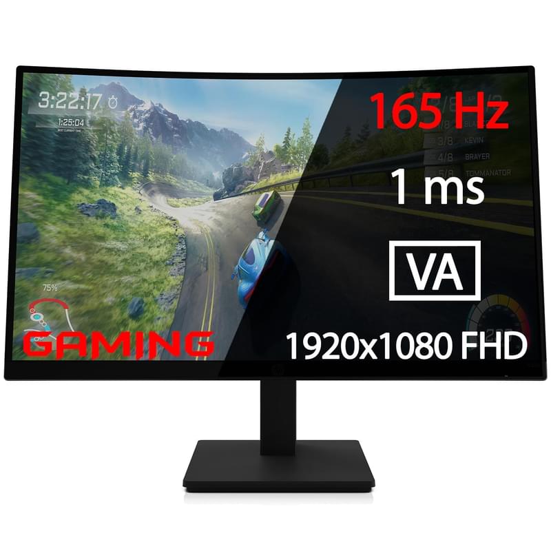 Монитор игровой 27" HP X27c 32G13AA 1920x1080 16:9 VA 165ГЦ (HDMI+DP) Curved Black - фото #0, Technodom.kz
