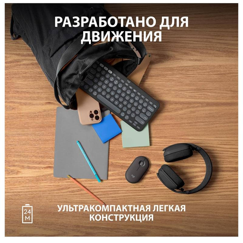Мышка беспроводная USB/BT Logitech Pebble 2 M350S, Graphite - фото #8, Technodom.kz