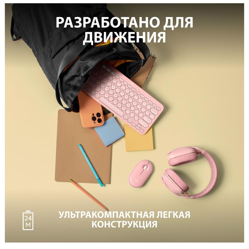 Мышка беспроводная USB/BT Logitech Pebble 2 M350S, Rose - фото #11, Technodom.kz
