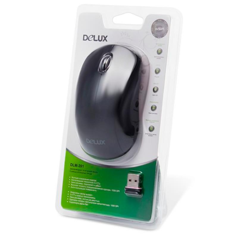 Сымсыз тінтуір USB Delux DLM-391OGB Black - фото #2, Technodom.kz