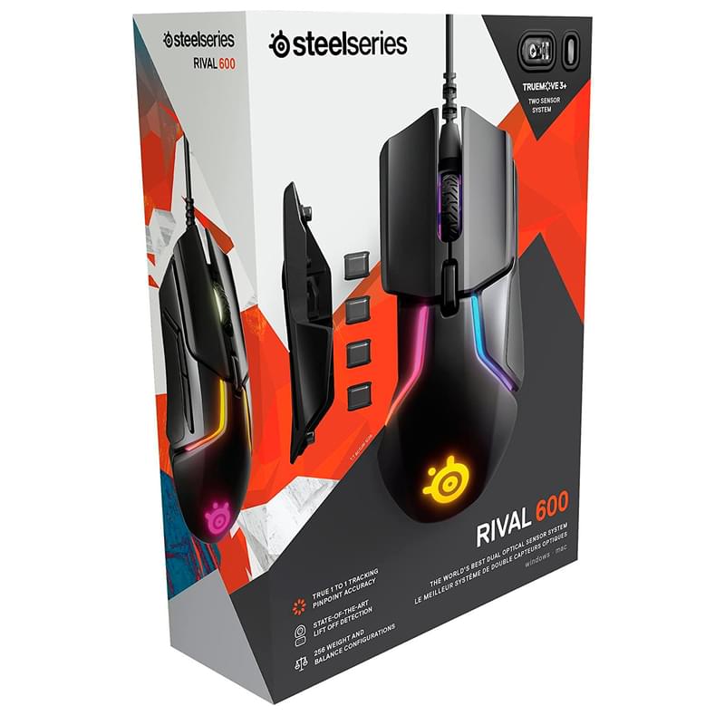 Мышка игровая проводная USB Steelseries Rival 600 RGB, Black - фото #9, Technodom.kz