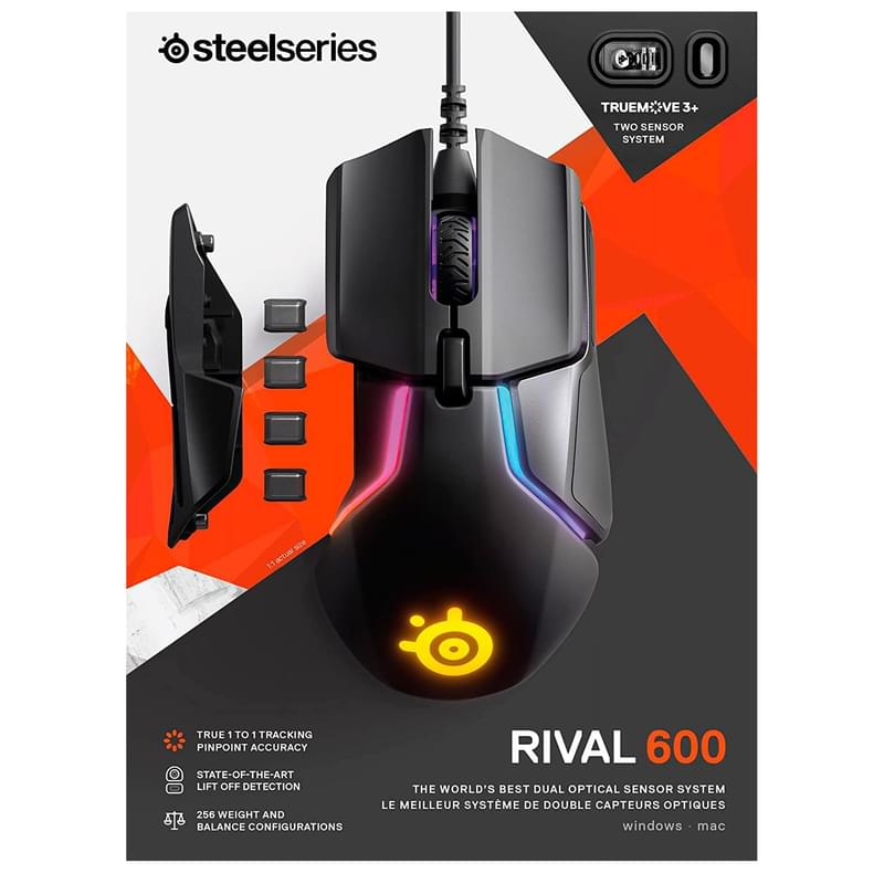Мышка игровая проводная USB Steelseries Rival 600 RGB, Black - фото #8, Technodom.kz