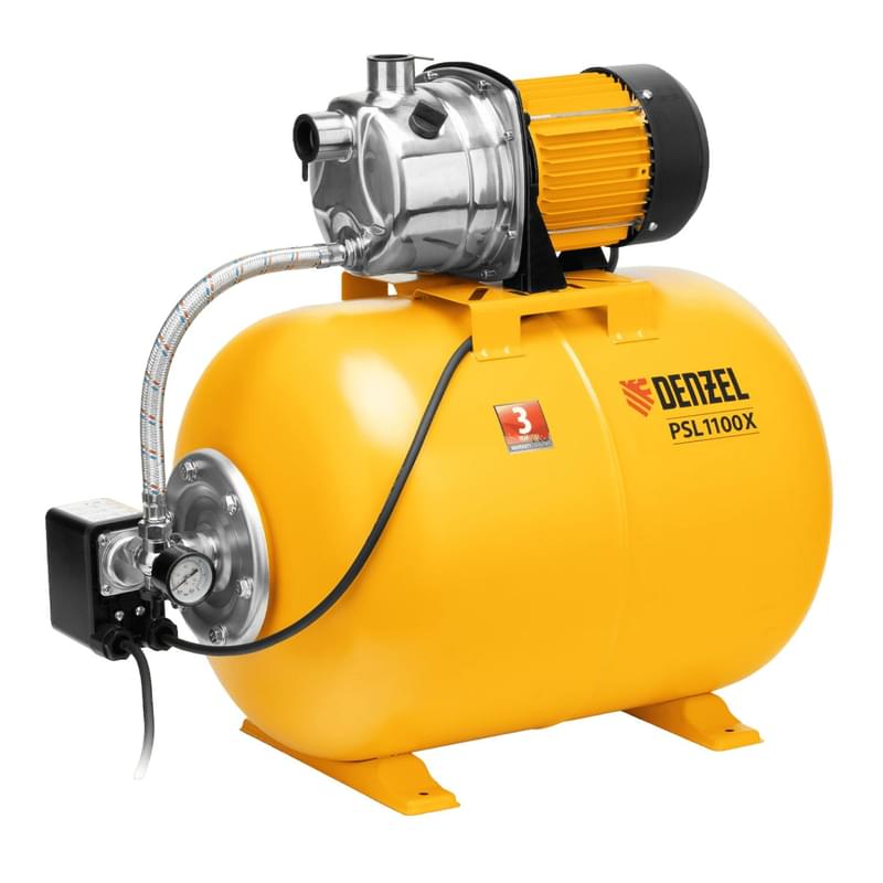 PSL1100X сорғы станциясы, 1,1 Вт, арыны 45м, 3600 л/сағ, ресивері 50л, тот баспайтын металл// Denzel - фото #0, Technodom.kz