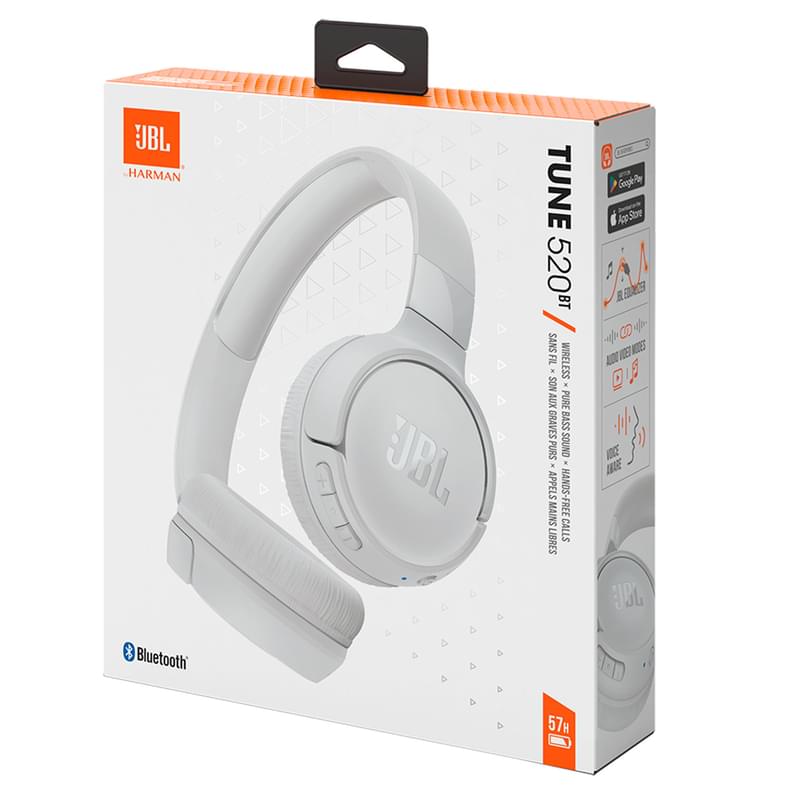 Наушники накладные JBL Bluetooth Tune 520, White - фото #10, Technodom.kz