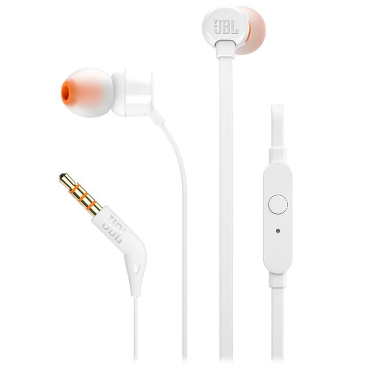 Наушники Вставные с Микрофоном JBL JBLT110, White - фото #0, Technodom.kz