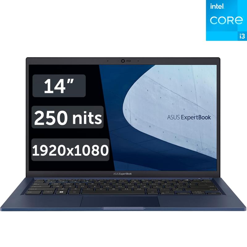 Ноутбук Asus ExpertBook B1 i3 1115G4 / 8ГБ / 256SSD / 14 / DOS / (B1400CEAE-EB6603) - фото #0, Technodom.kz