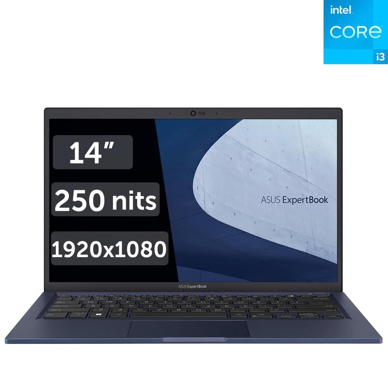 Ноутбук Asus ExpertBook B1 i3 1215U / 8ГБ / 256SSD / 14 / DOS / (B1400CBA-EB0766) - фото #0, Technodom.kz