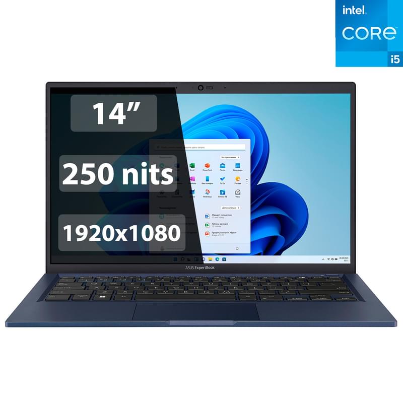 Ноутбук Asus ExpertBook B1 i5 1135G7 / 8ГБ / 512SSD / 14 / Win11 / (B1400CEAE-EB6604W) - фото #0, Technodom.kz