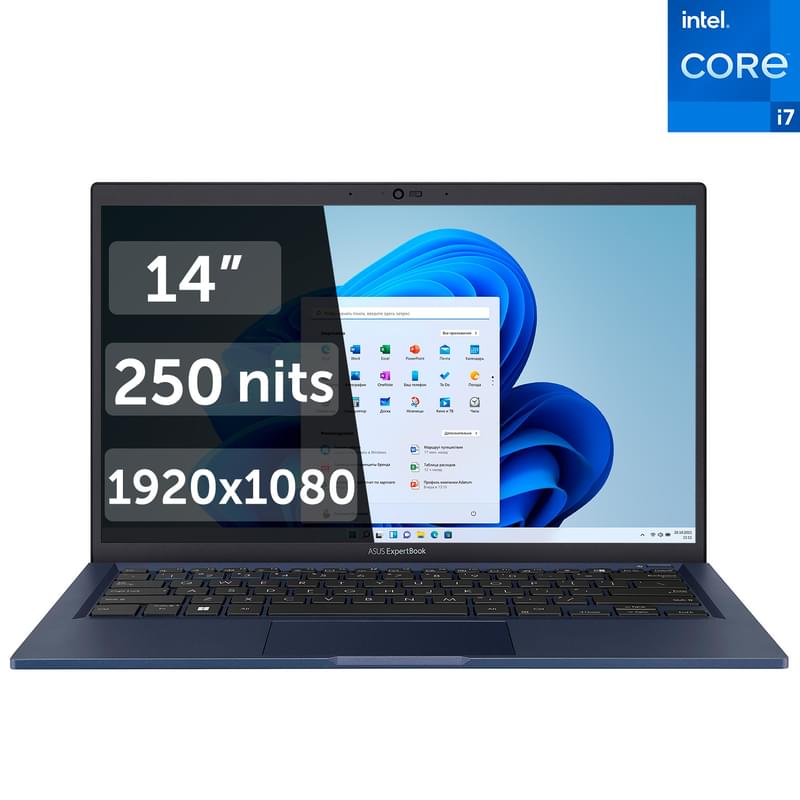 Ноутбук Asus ExpertBook B1 i7 1255U / 16ГБ / 512SSD / 14 / Win11 / (B1400CBA-EB0768X) - фото #0, Technodom.kz