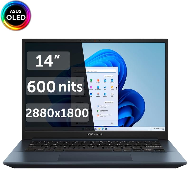 Ноутбук Asus VivoBook PRO 14 Ryzen 5 5600H / 8ГБ / 512SSD / 14 / Win11 /  (M3401QA-KM045W) - фото #0, Technodom.kz