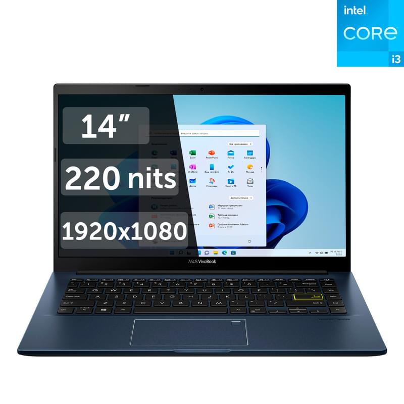 Ноутбук Asus VivoBook X413EA i3 1115G4 / 4ГБ / 256SSD / 14 / Win11 / (X413EA-EK2057W) - фото #0, Technodom.kz
