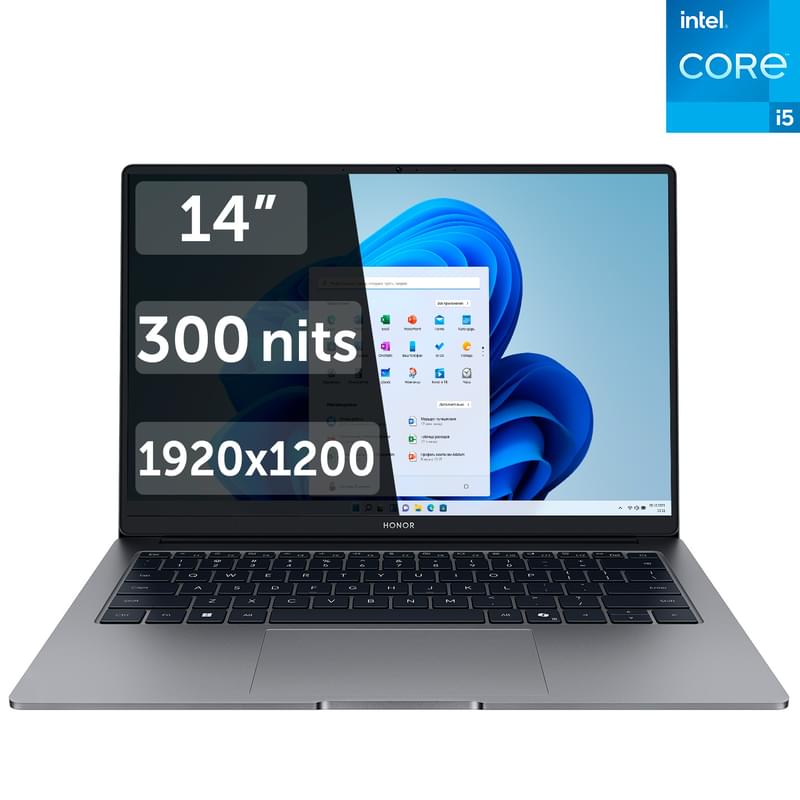 Ноутбук Honor MagicBook X14 / Ci5 13420H / 16GB / SSD512GB / Win 11 / FermiG-5651L (5301ALWG) - фото #0, Technodom.kz