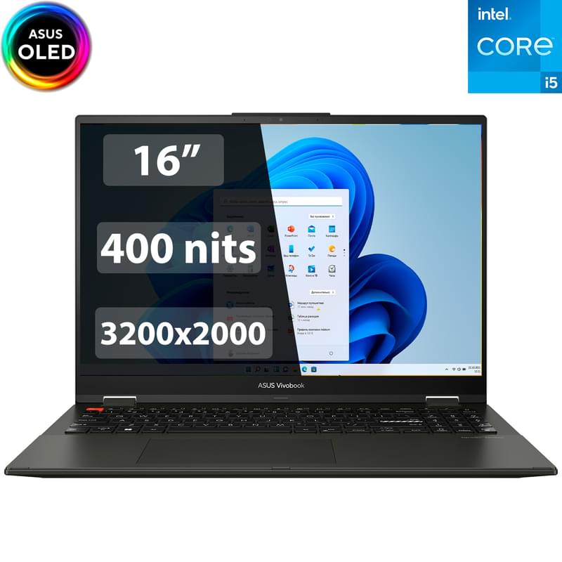 Ноутбук Asus Vivobook S 16 OLED Flip i5 13500H / 16ГБ  / 512SSD / 16 / Win11 / (TP3604VA-MY043W) - фото #0, Technodom.kz