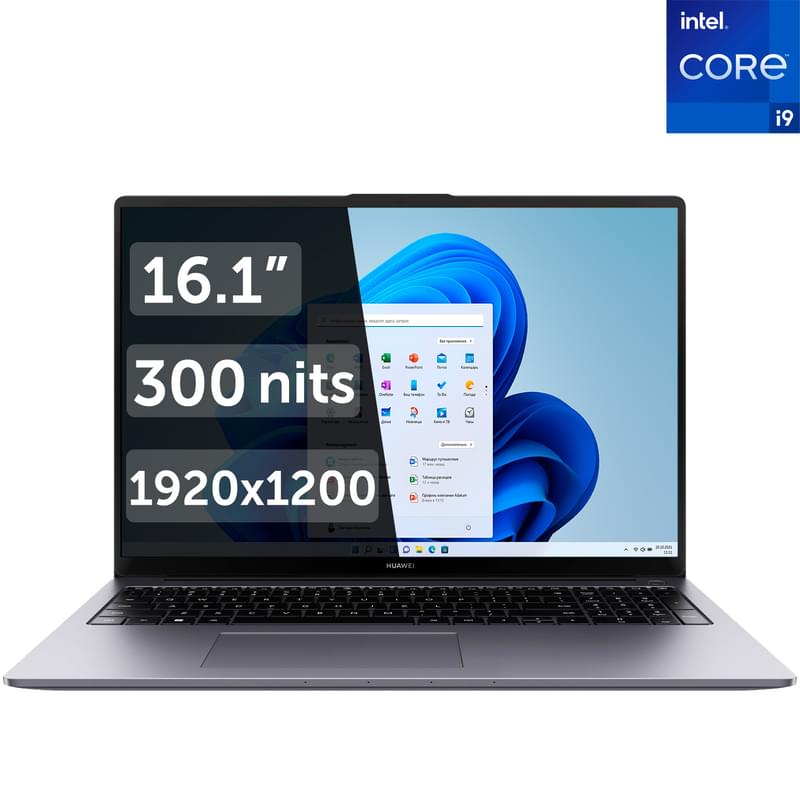 Ноутбук Huawei MateBook D16 i9 13900H / 16ГБ / 1000SSD / 16.1 / Win11 / (MitchellG-W9611) - фото #0, Technodom.kz
