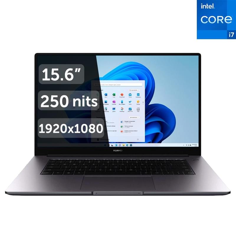 Ноутбук HUAWEI MateBook D15 i7 1165G7 / 16ГБ / 512SSD / 15.6 / Win11 / (BohrD-WFE9A) - фото #0, Technodom.kz