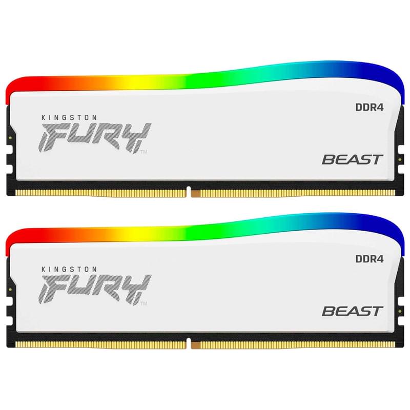 Оперативная память DDR4 DIMM 16GB(8GBx2)/3200MHz Kingston Fury Beast RGB White (KF432C16BWAK2/16) - фото #0, Technodom.kz