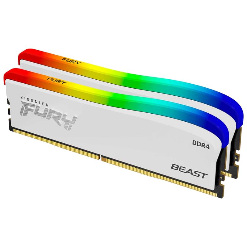 Оперативная память DDR4 DIMM 16GB(8GBx2)/3200MHz Kingston Fury Beast RGB White (KF432C16BWAK2/16) - фото #1, Technodom.kz