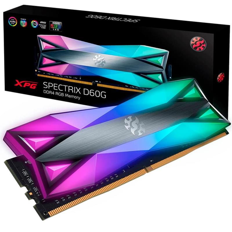 Оперативная память DDR4 DIMM 8GB/3200MHz Adata XPG Spectrix D60G RGB (AX4U32008G16A-ST60) - фото #4, Technodom.kz