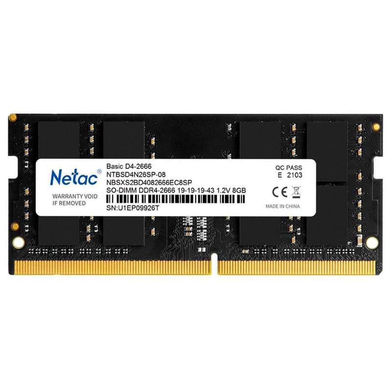 DDR4 SODIMM 16GB/2666Mhz PC4-21300 Netac Basic (NTBSD4N26SP-16) жедел жады - фото #0, Technodom.kz