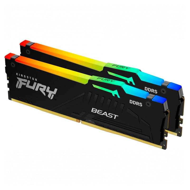 Оперативная память DDR5 DIMM 16G(8x2)/5200MHz Kingston Fury Beast Black RGB EXPO (KF552C36BBEAK2-16) - фото #1, Technodom.kz
