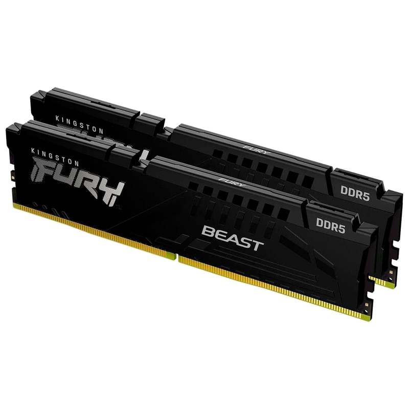 Оперативная память DDR5 DIMM 16GB(8GBх2)/5200MHz Kingston Fury Beast (KF552C40BBK2-16) - фото #1, Technodom.kz